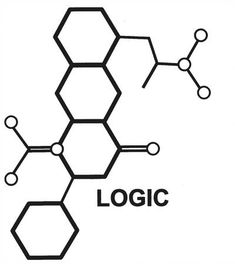 the chemical symbol for logic is shown in black and white, on a white background