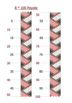 two rows of pink and brown squares with numbers on them