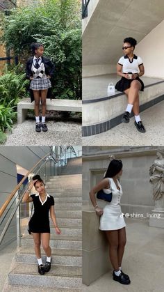 Dress With Undershirt Outfit, Pair Shape Body Outfits, Pleated Skirt With Sneakers Outfit, Short Skirts With Sneakers, Croquettes Aesthetic Outfits, White Dress With Loafers, Outfits For Short Girls Aesthetic, Mary Jane Shoes Outfit Black Women, School Girly Outfit