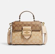 Find ideas๏ฟฝand inspiration for NWT Coach Morgan Top Handle Satchel In Blocked Signature Canvas CH314, Womens Bags Handbags Coach, Signature Canvas, Ladies Handbags, Bags Designer Fashion, Backpack Purse, Women's Bags, Satchel Bags, Leather Handle, Smooth Leather