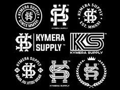 the kymera supply logo is shown in black and white, with several different types of logos