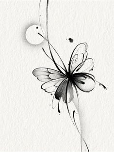 a black and white drawing of a flower with swirls on it's petals