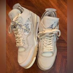 Nike Air Jordan 4 Off White Sail 2020 Cv9388-100 Unisex Size Women’s 10.5, Men’s Size 9. Preowned Original Box No Hang-Tag Extra Pair Of Laces Listed On Multiple Platforms. Air Jordan 4 Off White, Jordan 4 Off White, Womens Jordans, Nike Air Jordan, Jordan Shoes, Nike Shoes, Air Jordans, Athletic Shoes, Sailing