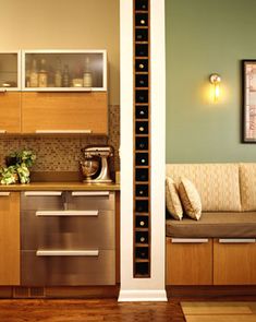 the kitchen is clean and ready to be used as a living room or dining area