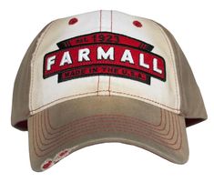 PRICES MAY VARY. Introducing the McCormick Farmall baseball cap, adorned with a distinct Farmall logo patch on a 6-panel twill backdrop. The hat’s white front, emphasized by red contrast stitching, effortlessly combines nostalgia with contemporary flair, making it a timeless accessory. Prioritizing comfort and longevity, the hat is crafted from a blend of 65% cotton and 35% polyester. Its unstructured front and low-profile crown are designed for a snug fit, while the adjustable feature guarantee Distressed Brown Cotton Baseball Cap, Distressed Brown Baseball Cap, Distressed Curved Bill Hat For Baseball Season, Women's Caps, Farmall Tractors, Cap Fashion, Tea Stains, Panel Hat, Bag Clips