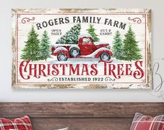 a christmas tree farm sign hanging on the wall