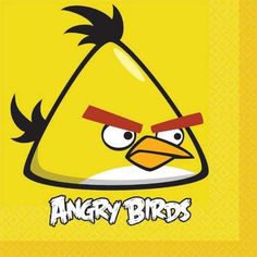 the angry birds logo is shown on a yellow background