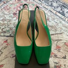 Nwt J.Crew Soft Spazzo Sling Back Pump In Brilliant Kelly. Never Worn. Size 6.5. Tts Spring Patent Leather Slingback Pumps, Elegant Green Slingback Pumps With Padded Heel, Spring Green Slingback Pumps With Round Toe, Green Slingback Pumps With Round Toe For Spring, Chic Green Slingback Pumps With Sculpted Heel, Green Slingback Pumps With Sculpted Heel For Formal Occasions, Green Formal Slingback Pumps With Sculpted Heel, Formal Green Slingback Pumps With Sculpted Heel, Green Heels For Spring Workwear