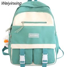 Weiyinxing Girl Waterproof College Backpack Travel School Bags Harajuku Kawaii Cool Backpacks Cute Female New Bag Lady Laptop Women – weiyinxing Green Kawaii Backpack, Ladies Backpack Fashion, Duck Doll, Ladies Backpack, Bag College, Women Backpack Fashion, Backpack Cute, Laptop Travel, College Backpack