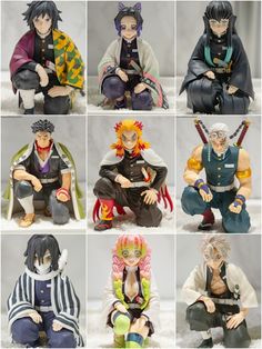 many different anime figurines sitting on top of each other