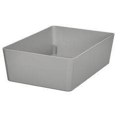 a white square container with a handle on the bottom and an open lid for it