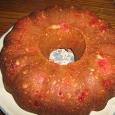 a bundt cake sitting on top of a white plate