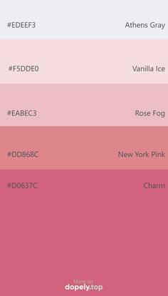 the color scheme for different shades of pink