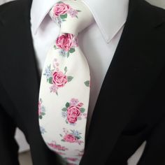 Treat yourself with a new pattern and splash of color to your look with this unique tie. 100% Cotton Handmade Package Includes: Tie Length: 59" Width: 3" Warm iron if needed White Standard Tie For Black Tie Events, White Necktie For Gift, White Standard Tie As Gift, White Standard Tie For Gift, White Summer Ties For Formal Occasions, White Formal Ties For Summer, White Summer Tie, White Floral Print Ties For Summer, White Standard Tie For Suit As A Gift