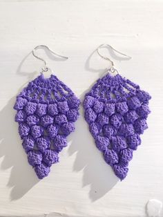 Handmade Purple Crafts For Crafting, Mismatched Earrings, Crochet Accessories, Crochet Jewelry, Ear Wire, Doilies, Earring Gifts, Beautiful Earrings, Sterling Silver Earrings