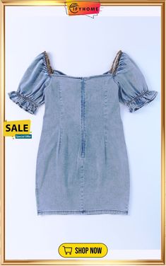 Sky Blue Buttoned Denim Bodycon Mini Dress Bodycon Mini Dress, Sky Blue, Blue Sky, On Sale, Mini Dress, Free Shipping, Blue