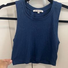 Cotton Citizen Blue High Neck Crop Top Size Xs Never! Worn. Navy. Ribbed. Blue Cropped Cotton Tank Top, Navy Casual Fitted Crop Top, Casual Fitted Navy Crop Top, Casual Blue Cropped Tank Top, Navy Crop Top, High Neck Crop Top, Cotton Citizen, Neck Crop Top, High Neck