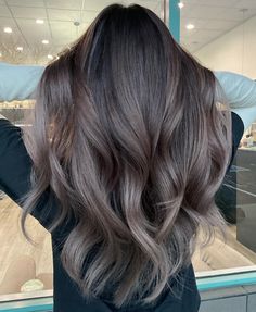 Ash Brown Balayage On Black Hair, Mushroom Ash Brown Hair Balayage, Ash Balayage On Dark Hair, Mushroom Brown Balayage, Ash Brown Hair Dye, Medium Ash Brown Hair, Ash Brown Hair Balayage, Dark Ash Brown Hair, Dark Brunette Balayage