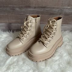 London Rebel Wide Fit Cream Boots New Without Tags Size 7 (38) Pull Tab For Easy Entry Lace-Up Fastening Chunky Sole Textured Tread Wide Fit Smooth Faux-Leather Upper Lining: 80% Textile, 20% Polyurethane, Sole: 100% Thermoplastic Polyurethane, Upper: 100% Polyurethane. Chunky Lace Up Boots, Cream Boots, Pull Tab, Lace Up Boots, Cream Color, Bootie Boots, Leather Upper, Ankle Boots, Faux Leather