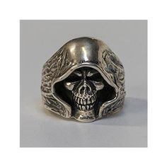 *  Great detailing on this Grim Reaper Hoody Skull ring*  Hand made in our workshops in Devon*  .925 fully hall marked sterling silver ring*  Available in M - Z*  Special Sizes are available on request Biker Jewelry For Halloween Gift, Biker Style Halloween Jewelry Gift, Biker Style Jewelry For Halloween Gift, Symbolic Skull Rings Collectible, Collectible Symbolic Skull Rings, Silver Engraved Jewelry For Biker Events, Collectible Engraved Skull-shaped Rings, Biker Style Sterling Silver Jewelry For Biker Events, Silver Skull Ring Collectible