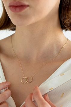 14k Solid Gold Women Link Pendant Necklace, 2023 style😍 Minimalist Infinity Jewelry For Formal Occasions, 14k Gold Filled Elegant Jewelry, Elegant 14k Gold Filled Circle Jewelry, 14k White Gold Circular Jewelry, Dainty 14k Stamped Jewelry, Fine Jewelry In 14k Gold Circle Shape, Dainty Circle Yellow Gold Jewelry, Rose Gold 14k Gold Circular Jewelry, Dainty Yellow Gold Circular Jewelry