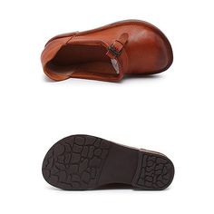 Vintage Leather Round Toe Flat Soft Women Shoes 2019 May New Casual Brown Ankle-high Sandals, Casual Brown Leather Shoes With Buckle Closure, Casual Open Toe Leather Shoes, Summer Leather Shoes With Round Toe, Casual Leather Shoes With Rubber Sole And Open Toe, Casual Open Toe Leather Shoes With Rubber Sole, Casual Ankle-high Leather Sandals, Casual Slip-on Sandals For Fall, Comfortable Summer Leather Shoes With Round Toe