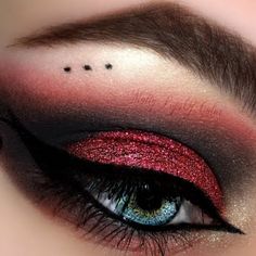 This make up features a sultry dark eyeshadow combo in black and red shades. Learn how to create this look for an evening affair using these products. Black Halloween Nails, Revolution Eyeshadow, Dark Eyeshadow, Red Shades, Goth Makeup, Halloween Makeup Looks