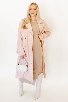 Long sleeve double breasted faux leather midi trench coat with self belt detail. Lining. Fabric ContentsSELF: 60% PU 40% POLYESTERLINING : 100% POLYESTER Bella Bella, Sleeveless Knit, Leather Trench Coat, Knit Midi, Lining Fabric, Dusty Rose, Double Breasted, Trench Coat, Faux Leather