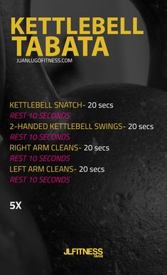 the kettlebell tabata recipe is shown in black and white