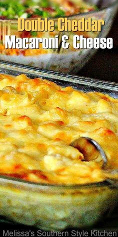 a casserole dish with macaroni and cheese in it is ready to be eaten