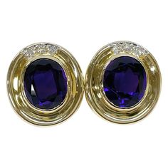 Amethyst Diamond Earrings | From a unique collection of vintage Stud Earrings at https://www.1stdibs.com/jewelry/earrings/stud-earrings/. Vintage Stud Earrings, Rubellite Tourmaline, Earrings Stud, Estate Jewelry, Jewelry Earrings Studs, Sapphire Ring, Tourmaline, Diamond Earrings, Sapphire