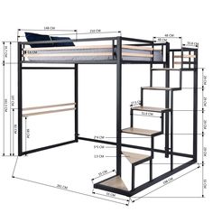 bunk bed with stairs and ladders measurements