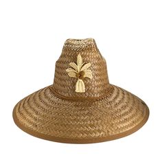 Our classic straw lifeguard hat embellished with a beautful palm tree. One Size Fits All Chin Cord with Adjustable Cord Lock Comfort Elastic Sweatband * Due to its handmade nature, minor variations or imperfections should not be considered flaws but rather lend character making each hat unique. *PLEASE ALLOW 2 WEEKS FROM PURCHASE DATE FOR THIS ITEM TO SHIP. Adjustable Tropical Fedora Straw Hat, Tropical Straw Hat For Beach Season, Tropical Straw Hat For Beach, Adjustable Palm Leaf Straw Hat For Vacation, Natural Palm Leaf Vacation Hat, Adjustable Palm Leaf Panama Hat For Vacation, Adjustable Panama Hat Made Of Palm Leaf For Vacation, Brown Palm Leaf Straw Hat For Vacation, Traditional Palm Leaf Straw Hat For Summer