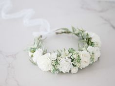 This beautiful flower crown is a lovely accessory, perfect for a party, or wedding.  Our stunning faux flowers look like the real. Head circumference:  one size fits all (adjustable) / fits adults and older children If the crown should fit the baby, after buying please give head circumference Bride Crown Flower, Flower Girl Headband Floral, Flower Girl Headpiece Floral Crowns, Wedding Boho Hair, White Rose Flower Crown, White Flower Girl Crown, Flower Girl Halo, Headband Bride, Bridesmaid Headpiece