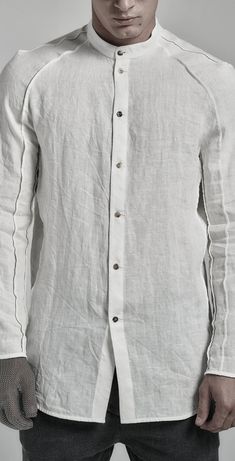 Long Linen Shirt, Neck Lines, Anti Fashion, Mens Wear, Avant Garde Fashion, Muslin Cotton, Men's Style, Stylish Men