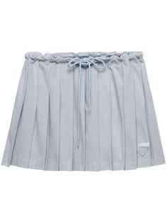 Find PRADA Piqué Pleated Mini-skirt on Editorialist. blue cotton pleated skirt drawstring waist triangle logo above-knee length Farfetch Skirt, Png Skirts, Prada Skirt, Running Skirt, Prada Dress, Special Clothes, Tennis Fashion, City Dress, Triangle Logo