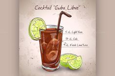 a cocktail poster with the names of different drinks and ingredients to make it look like they are