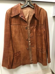 Authentic 70's vintage leather blazer soft calf leather tan western hippy Med up to 40 inch chest 28 inches long Brown Leather Blazer Outfit, 70s Western Fashion, Brown Leather Blazer, Vintage Classics, Leather Sleeves, Leather Sleeve, Blazer Outfits, Leather Blazer, Vintage Leather