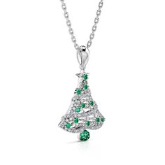 Silver Garland, Christmas Tree Necklace, Emerald Green Necklace, Green Stones, Stone Feature, Tree Necklace, Tree Pendant, Necklace Online, Green Necklace