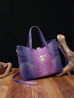 Purple Crocodile Pattern Tote Bag Combo: Stylish and Spacious for 2024 Trendy Tote Shoulder Bag With Crocodile Pattern, Trendy Crocodile Pattern Tote Shoulder Bag, Trendy Crocodile Pattern Shoulder Bag For Shopping, Purple Large Capacity Double Handle Satchel, Trendy Crocodile Pattern Bag For Everyday Use, Trendy Bags With Crocodile Pattern For Everyday Use, Purple Satchel With Large Capacity, Purple Top Handle Shoulder Bag For Daily Use, Large Capacity Purple Satchel