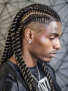 Black Men Long Hairstyles, Afro Twist Braids, Men Long Hairstyles, Long Hairstyles Ideas, A Fade Haircut, Long Twist Braids, Long Cornrows, Mens Twists Hairstyles