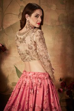 Choli Pattern, Printed Lehenga, Beige And Pink, Wedding Dress Outfit, Organza Wedding, Outfits Dress