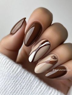 Brown Nail Art, Mint Green Nails, Modern Nail Art, Brown Nails Design, Green Nail Designs, Modern Nails, Blush Nails, Brown Nails, Pedicures