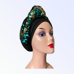 This beautiful headscarf is made from  Soft Fabric that Breathable, Comfortable, Skin- friendly and will not put pressure on your ears. Suitable for all season.  Great for Everyday wear, parties, church and other special occasions Style - Pre-styled  Auto Gele Headscarf  This beautiful fashion turban is designed with comfort and style in mind, it is easy to wear, no tying involved, wear on your head like a hat and you are ready to go. This soft turban is versatile, and it compliments every outfi Traditional Headwrap For Party, Bohemian Headwrap Headband For Party, Bohemian Party Headband Headwrap, Traditional Party Headwrap, Traditional Party Headwrap Headband, Traditional Party Headwrap One Size, Adjustable Gold Headscarf For Party, Bohemian Hair Accessories For Party, One Size Black Turban For Party