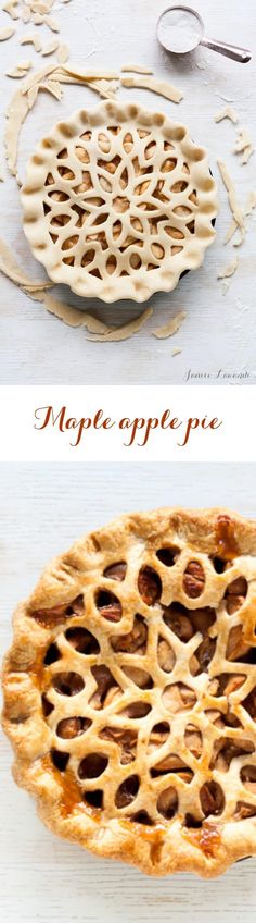 two pies with different toppings on them, one is made from apple pie