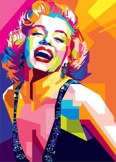 marilyn monroe pop art print in multi - colored colors on white paper with black frame