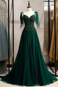 Formal Long Black Mermaid Evening Dress Off Shoulder - $78.48 #S1496 - SheProm.com Embellished Spaghetti Strap Dresses For Banquets, Green Embellished Evening Dress With Sweetheart Neckline, Green Embellished Dress With Spaghetti Straps, Green Embellished Gown With Sweetheart Neckline, Dark Green Prom Dress, Train Silhouette, Prom Dress With Train, Party Gown Dress, Green Evening Dress