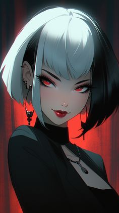 an anime character with white hair and red eyes