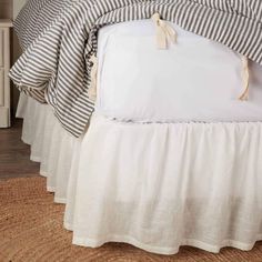 PRICES MAY VARY. One Queen Bedskirt, fits a queen boxspring, 60" x 80" decking, with a 16" drop from the top of the boxspring to the floor. Features split corners so it fits around any bed foot board. Simple styling to coordinate with any bedding. Bed skirt is gathered. 100% cotton with a slub weave that provides beautiful linen-like texture in an antique, soft white color. Machine wash cold with like colors on gentle cycle, no chlorine bleach. Tumble dry low, remove promptly, iron as needed. Th White Bed Skirt, Queen Bedskirt, King Bedskirt, Rustic Bedroom Decor, Family Photo Frames, Dust Ruffle, California King Bedding, Ruffle Bedding, Christmas Bedroom