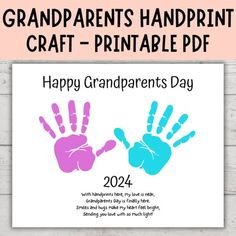 the grandparents handprint craft printable is shown